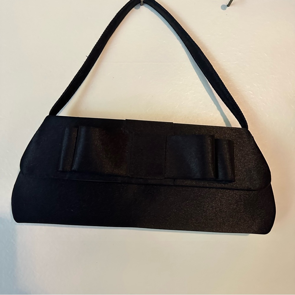 Black Bow Satin Clutch